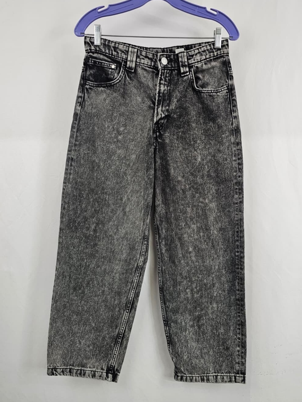 H&M Kids' Baggy Wide Leg Jeans, Grey, Sz 16